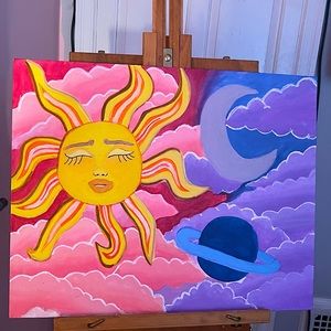 Acrylic Sun&Moon Painting🪐